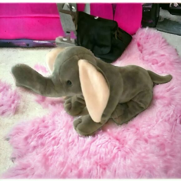 Jaag Elephant Plush Stuffie Plushie Soft Baby Stuffed Animal Grey Pink Crib Toy. - Picture 1 of 16